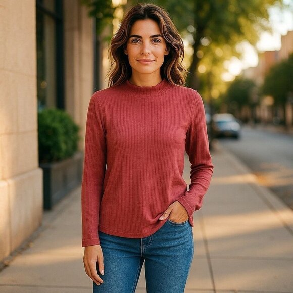 Pink Clover for Stitchfix Tops - NWT Pink Clover Stitch Fix Rose Pink Soft Long Sleeve Top Sweater Size M